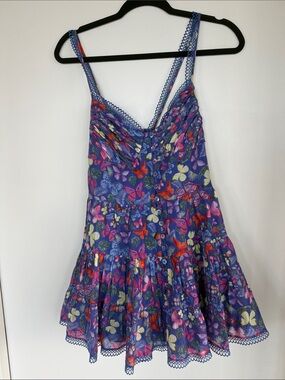 Charo Ruiz Purple Butterfly Print Mini Dress